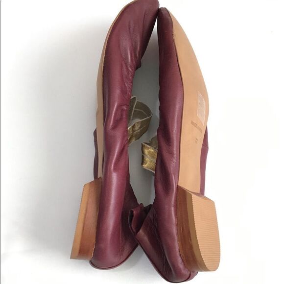 Free People Red Leather Flats Solitaire Pointed Toe Slip-On Shoes Size 11 New - Picture 4 of 11